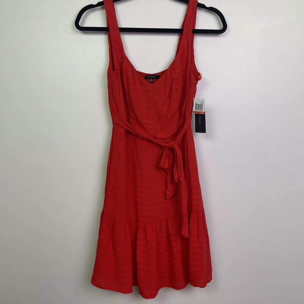 City Studio Dress Red Size XS Tie Waist